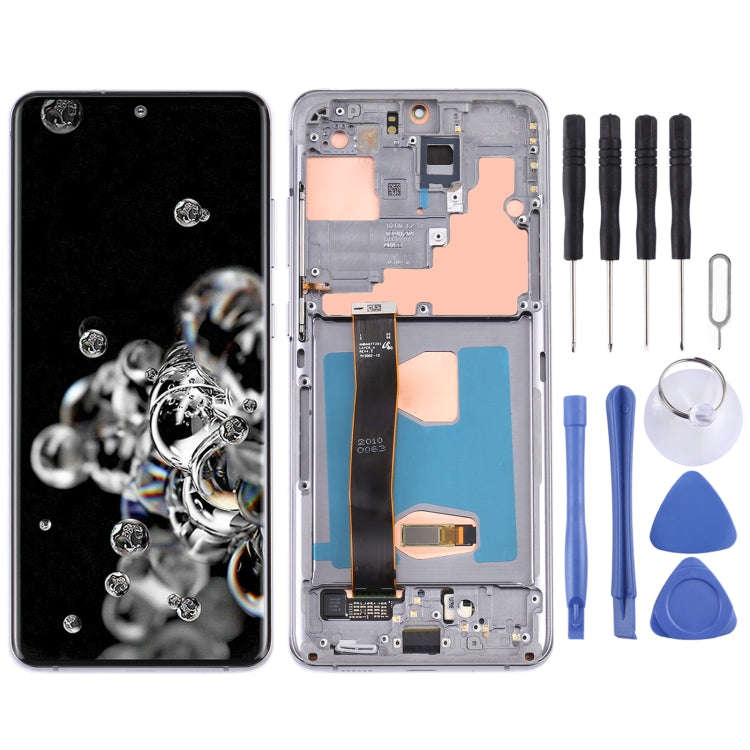 Original LCD Screen and Digitizer Full Assembly with Frame for Samsung Galaxy S20 Ultra 4G/S20 Ul...