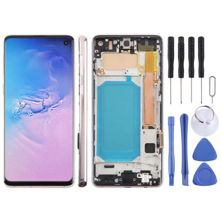 For Samsung Galaxy S10 4G SM-G973F 6.05 inch TFT LCD Screen Digitizer Full Assembly with Frame, N...