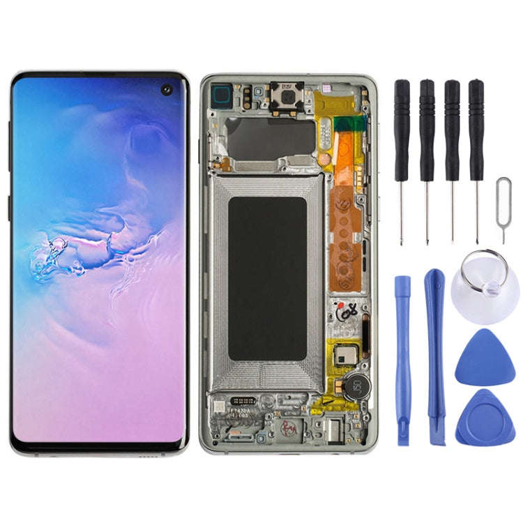 LCD Screen and Digitizer Full Assembly with Frame for Galaxy S10 4G, For Samsung Galaxy S10 4G (F...