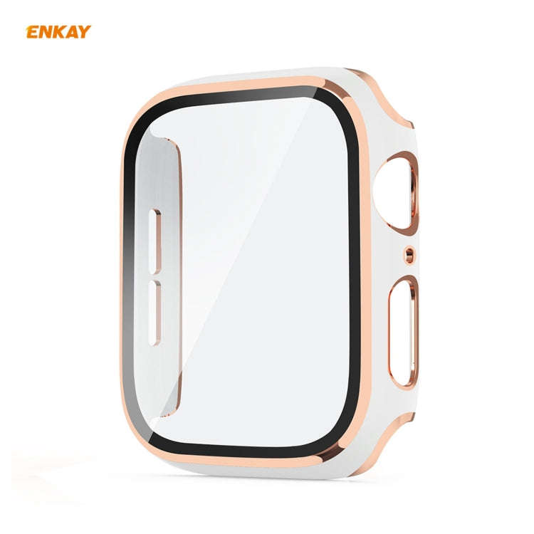 ENKAY Hat-Prince Full Coverage Electroplated PC Case + Tempered Glass Protector for Apple Watch S...