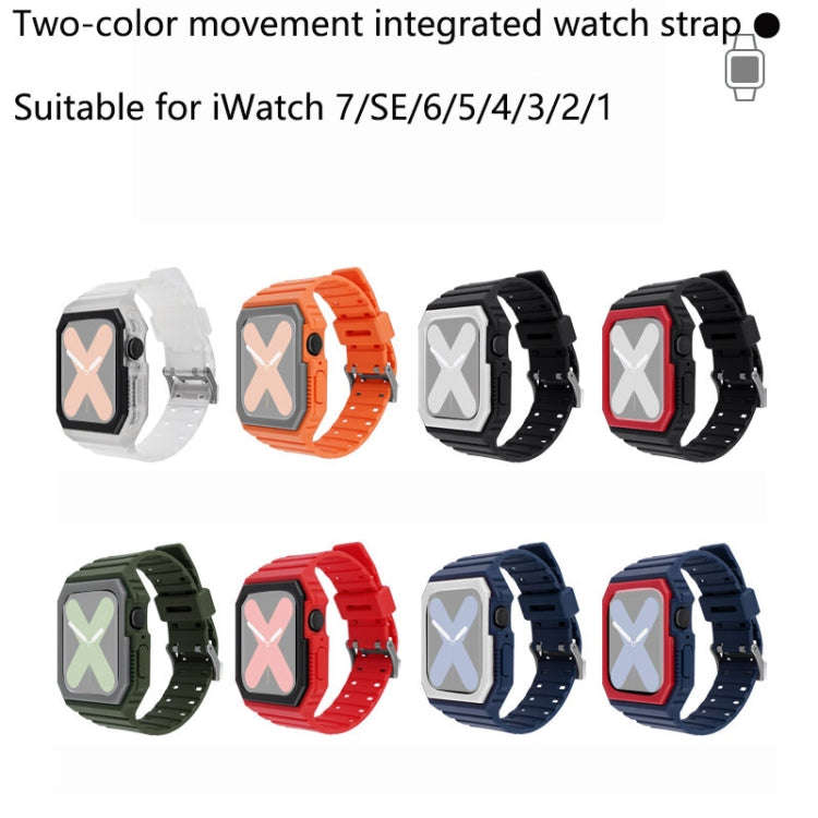Silicone Strap with Case For Apple Watch Series, 7 41mm / 6&SE&5&4 40mm / 3&2&1 38mm, 7 45mm / 6&...