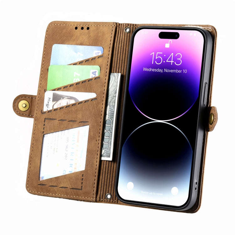 Geometric Zipper Wallet Side Buckle Leather Phone Case, For iPhone 14 Pro Max, For iPhone 7 / 8 /...