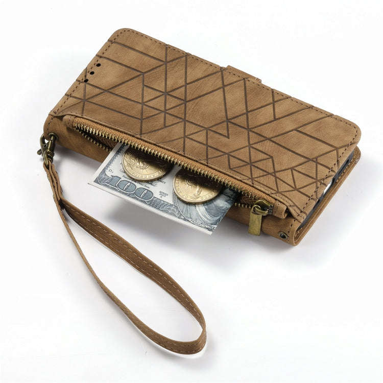 Geometric Zipper Wallet Side Buckle Leather Phone Case, For iPhone 14 Pro Max, For iPhone 7 / 8 /...