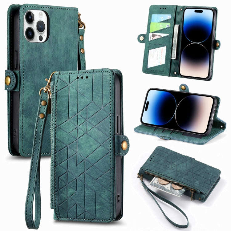 Geometric Zipper Wallet Side Buckle Leather Phone Case, For iPhone 14 Pro Max, For iPhone 7 / 8 /...