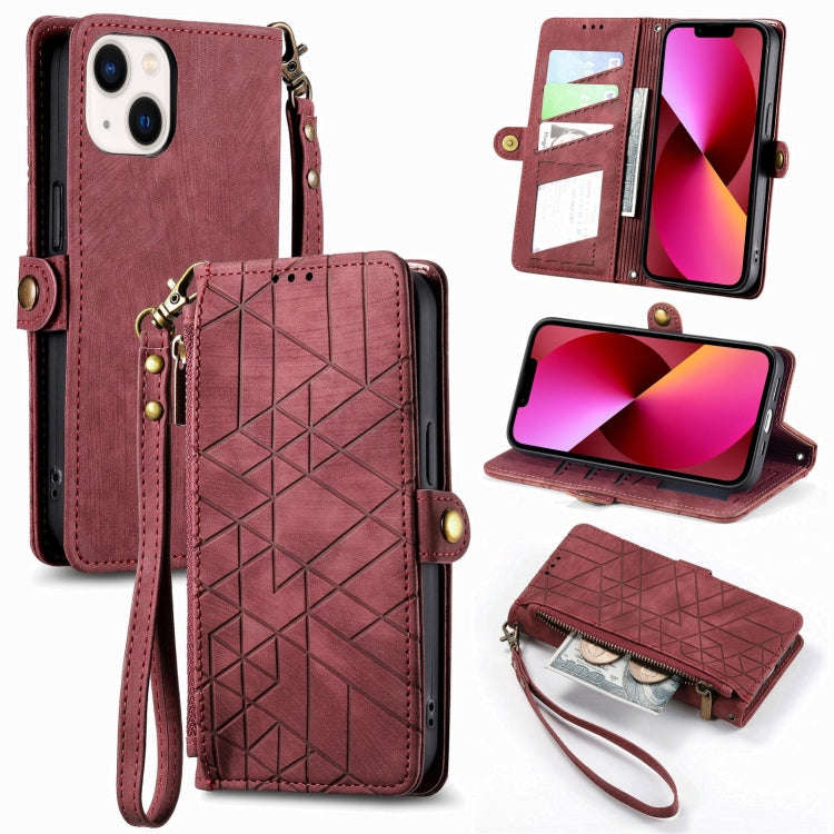 Geometric Zipper Wallet Side Buckle Leather Phone Case, For iPhone 14 Pro Max, For iPhone 7 / 8 /...