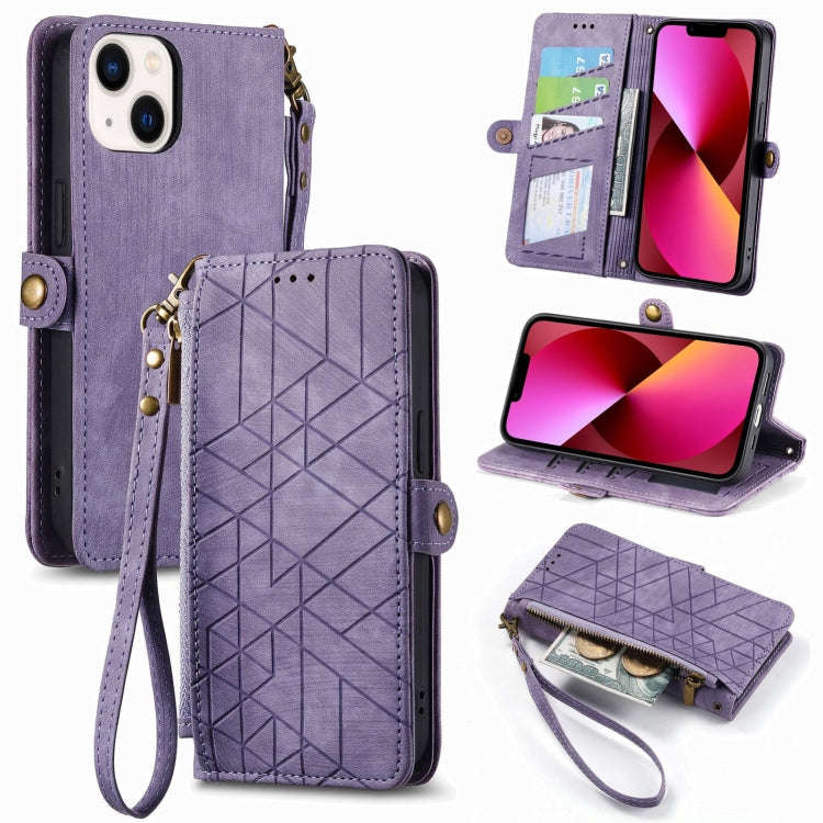 Geometric Zipper Wallet Side Buckle Leather Phone Case, For iPhone 14 Pro Max, For iPhone 7 / 8 /...