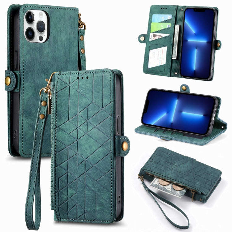 Geometric Zipper Wallet Side Buckle Leather Phone Case, For iPhone 14 Pro Max, For iPhone 7 / 8 /...