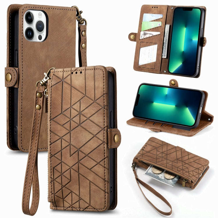 Geometric Zipper Wallet Side Buckle Leather Phone Case, For iPhone 14 Pro Max, For iPhone 7 / 8 /...