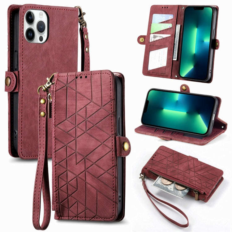 Geometric Zipper Wallet Side Buckle Leather Phone Case, For iPhone 14 Pro Max, For iPhone 7 / 8 /...