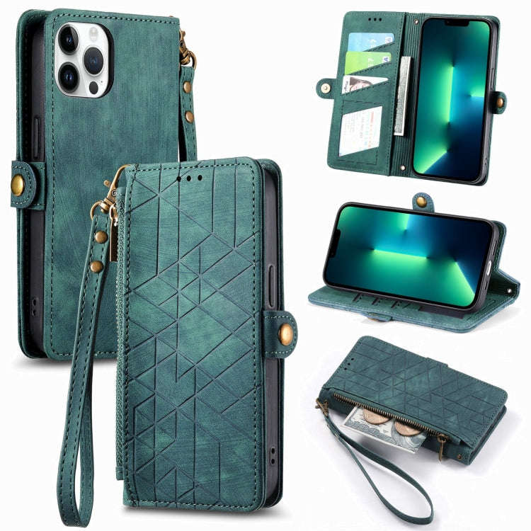Geometric Zipper Wallet Side Buckle Leather Phone Case, For iPhone 14 Pro Max, For iPhone 7 / 8 /...