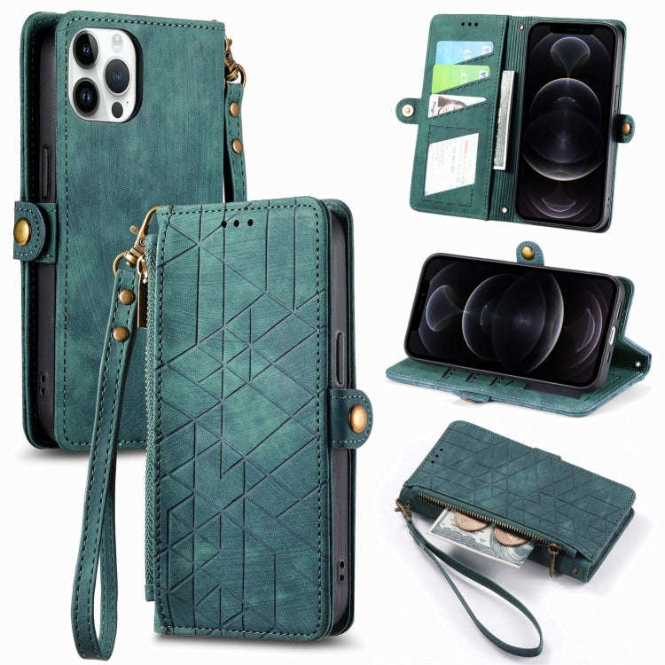 Geometric Zipper Wallet Side Buckle Leather Phone Case, For iPhone 14 Pro Max, For iPhone 7 / 8 /...