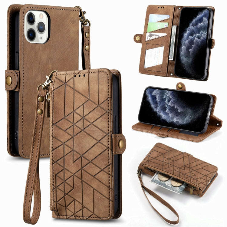 Geometric Zipper Wallet Side Buckle Leather Phone Case, For iPhone 14 Pro Max, For iPhone 7 / 8 /...