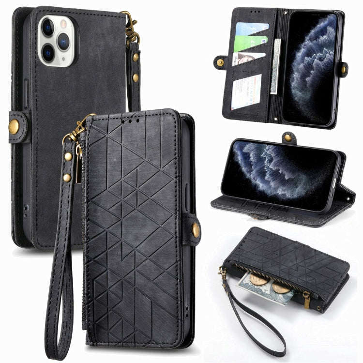 Geometric Zipper Wallet Side Buckle Leather Phone Case, For iPhone 14 Pro Max, For iPhone 7 / 8 /...