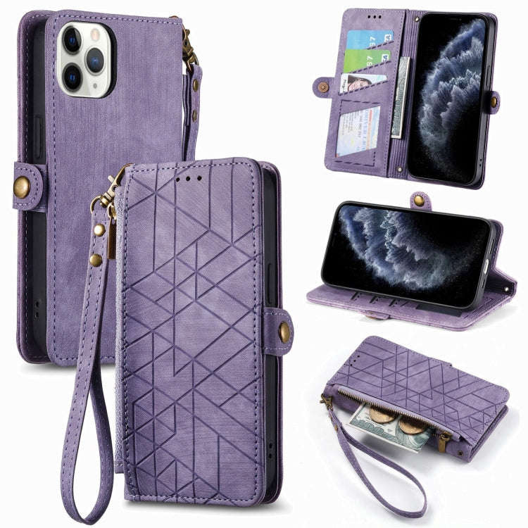 Geometric Zipper Wallet Side Buckle Leather Phone Case, For iPhone 14 Pro Max, For iPhone 7 / 8 /...