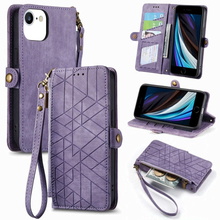 Geometric Zipper Wallet Side Buckle Leather Phone Case, For iPhone 14 Pro Max, For iPhone 7 / 8 /...