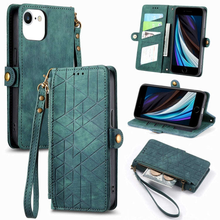 Geometric Zipper Wallet Side Buckle Leather Phone Case, For iPhone 14 Pro Max, For iPhone 7 / 8 /...