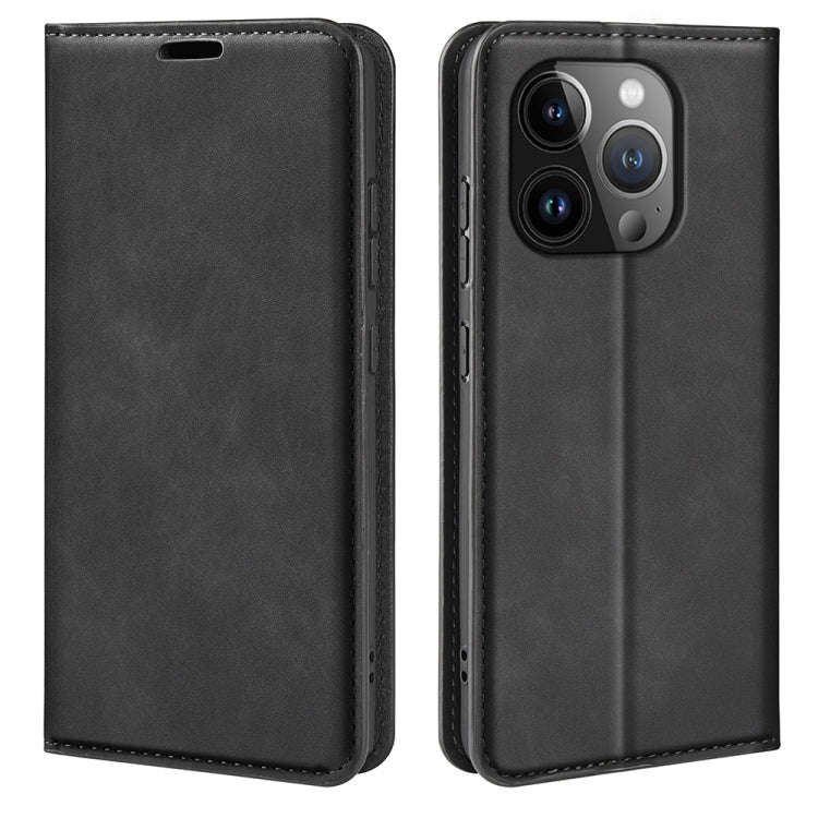 Retro-skin Magnetic Suction Leather Phone Case, For iPhone 15 Pro Max, For iPhone 15 Pro, For iPh...