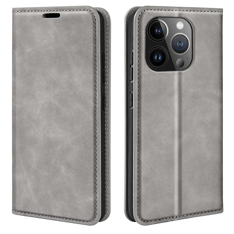 Retro-skin Magnetic Suction Leather Phone Case, For iPhone 15 Pro Max, For iPhone 15 Pro, For iPh...