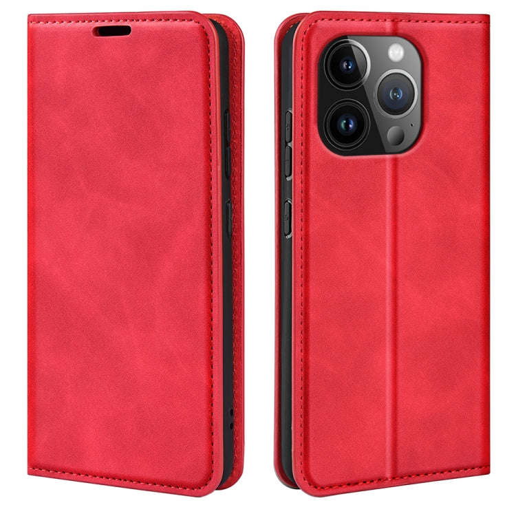 Retro-skin Magnetic Suction Leather Phone Case, For iPhone 15 Pro Max, For iPhone 15 Pro, For iPh...