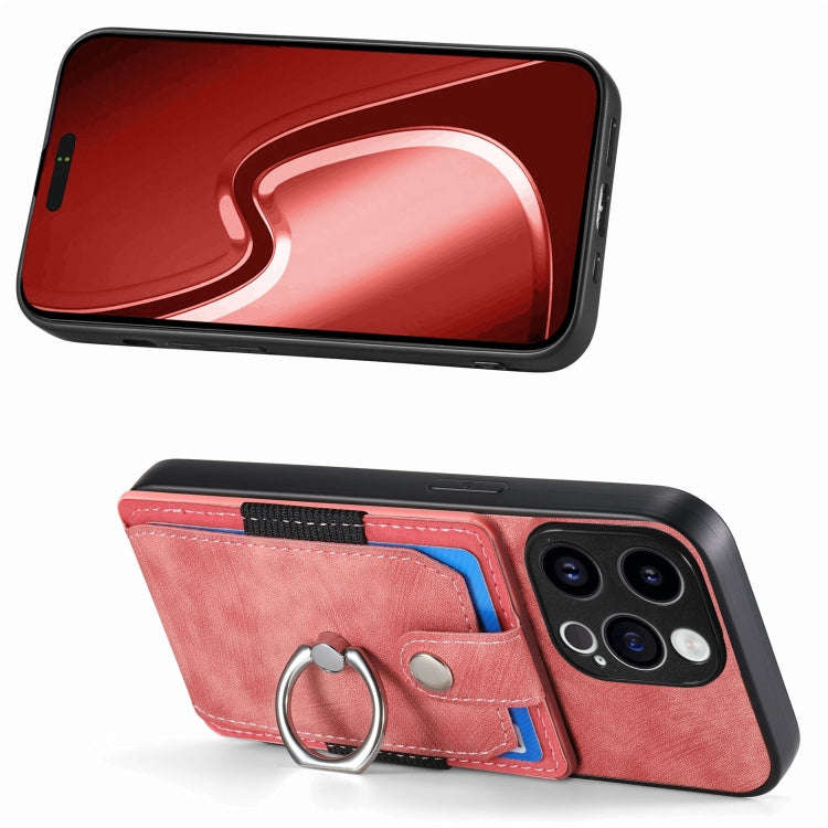 Retro Skin-feel Ring Card Wallet Phone Case, For iPhone 15 Pro Max, For iPhone 15 Pro, For iPhone...