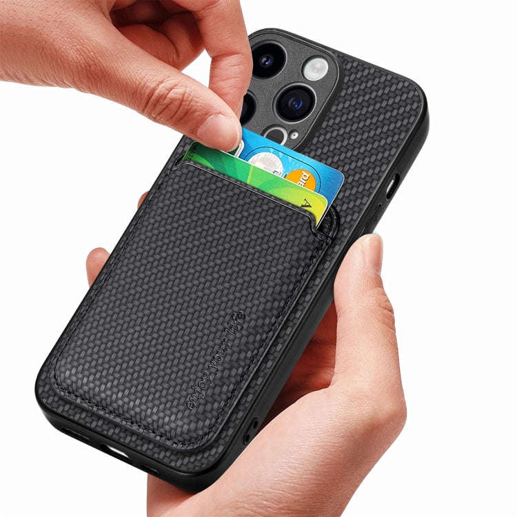 Carbon Fiber Leather Card Magsafe Phone Case, For iPhone 15 Pro Max, For iPhone 15 Pro, For iPhon...