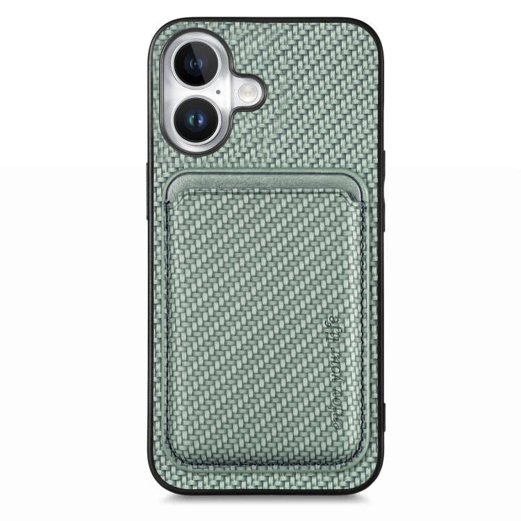 Carbon Fiber Leather Card Magsafe Phone Case, For iPhone 17e / 16e, For iPhone 17 Pro Max, For iP...