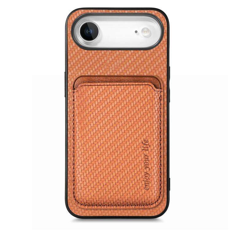 Carbon Fiber Leather Card Magsafe Phone Case, For iPhone 17e / 16e, For iPhone 17 Pro Max, For iP...