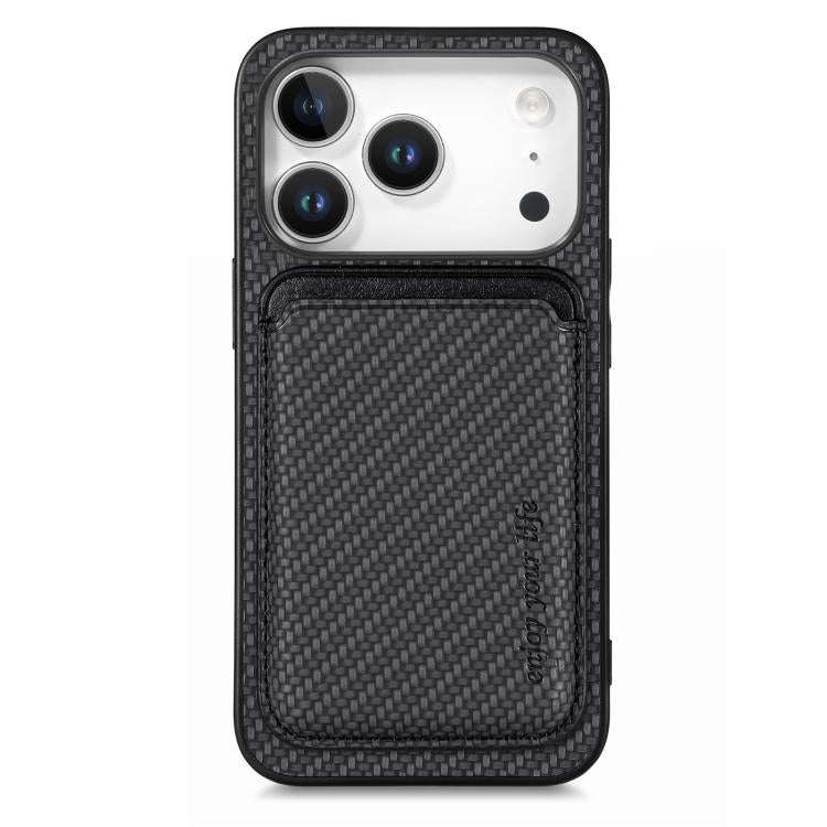 Carbon Fiber Leather Card Magsafe Phone Case, For iPhone 17e / 16e, For iPhone 17 Pro Max, For iP...