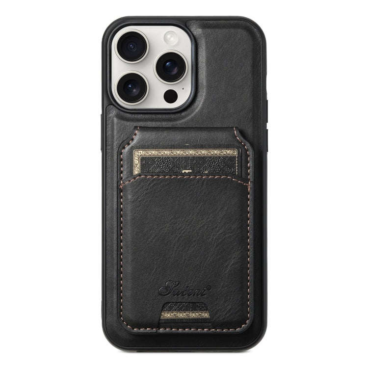 Suteni H15 MagSafe Oil Eax Leather Detachable Wallet Back Phone Case, For iPhone 16 Plus, For iPh...