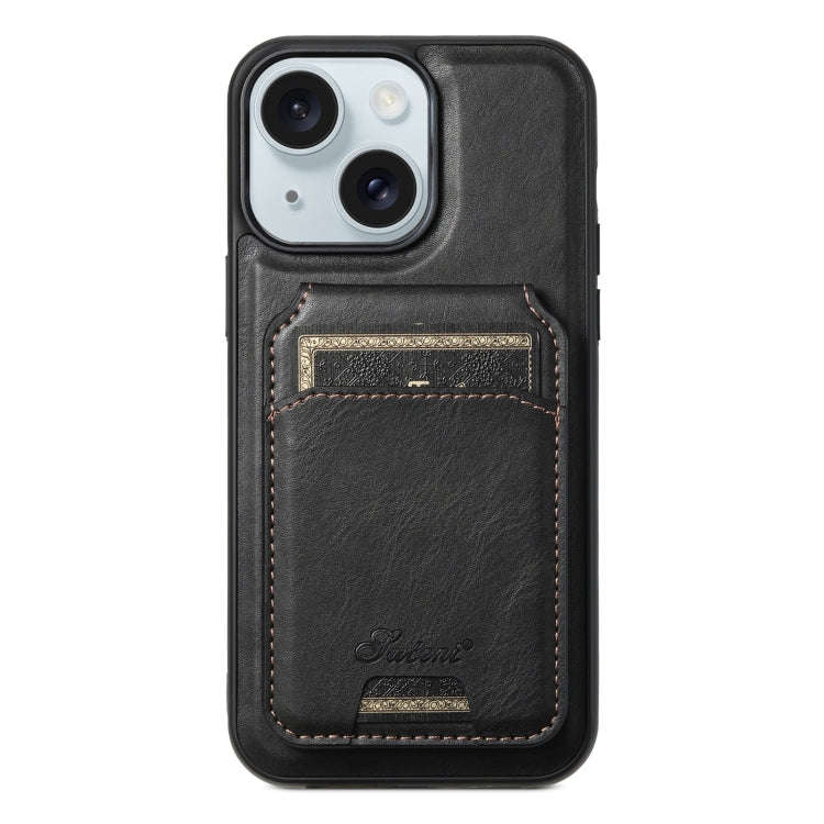 Suteni H15 MagSafe Oil Eax Leather Detachable Wallet Back Phone Case, For iPhone 16 Plus, For iPh...