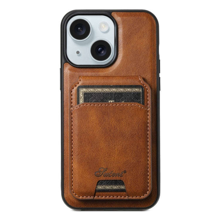 Suteni H15 MagSafe Oil Eax Leather Detachable Wallet Back Phone Case, For iPhone 16 Plus, For iPh...