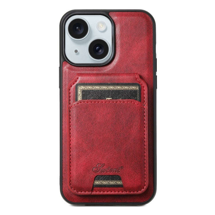 Suteni H15 MagSafe Oil Eax Leather Detachable Wallet Back Phone Case, For iPhone 16 Plus, For iPh...