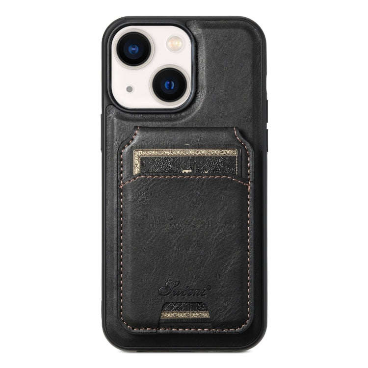 Suteni H15 MagSafe Oil Eax Leather Detachable Wallet Back Phone Case, For iPhone 16 Plus, For iPh...