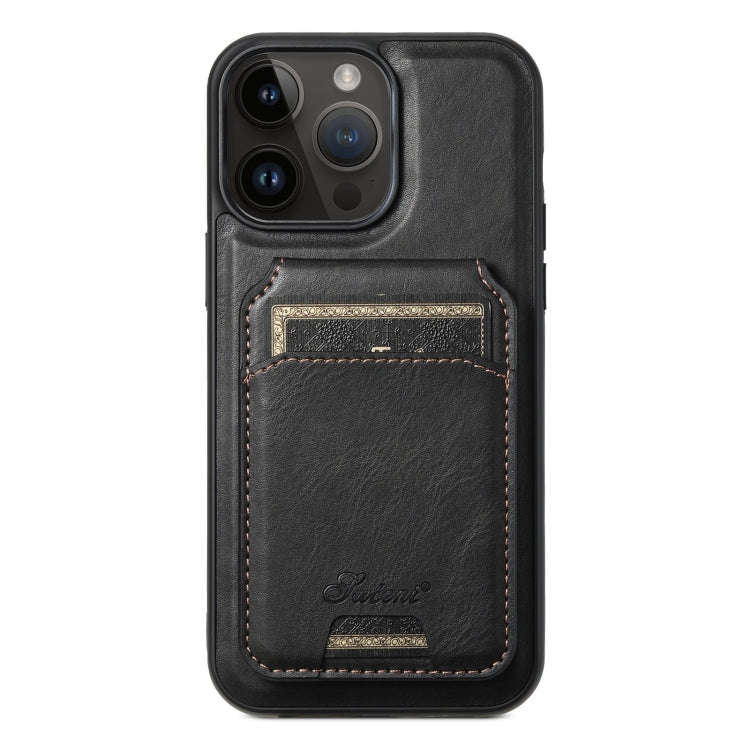 Suteni H15 MagSafe Oil Eax Leather Detachable Wallet Back Phone Case, For iPhone 14 Pro Max, For ...
