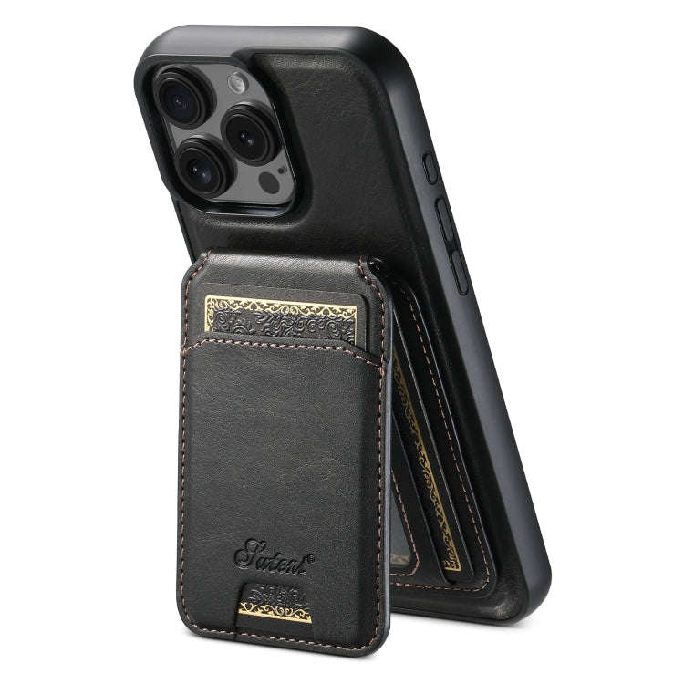Suteni H15 MagSafe Oil Eax Leather Detachable Wallet Back Phone Case, For iPhone 18, For iPhone 1...