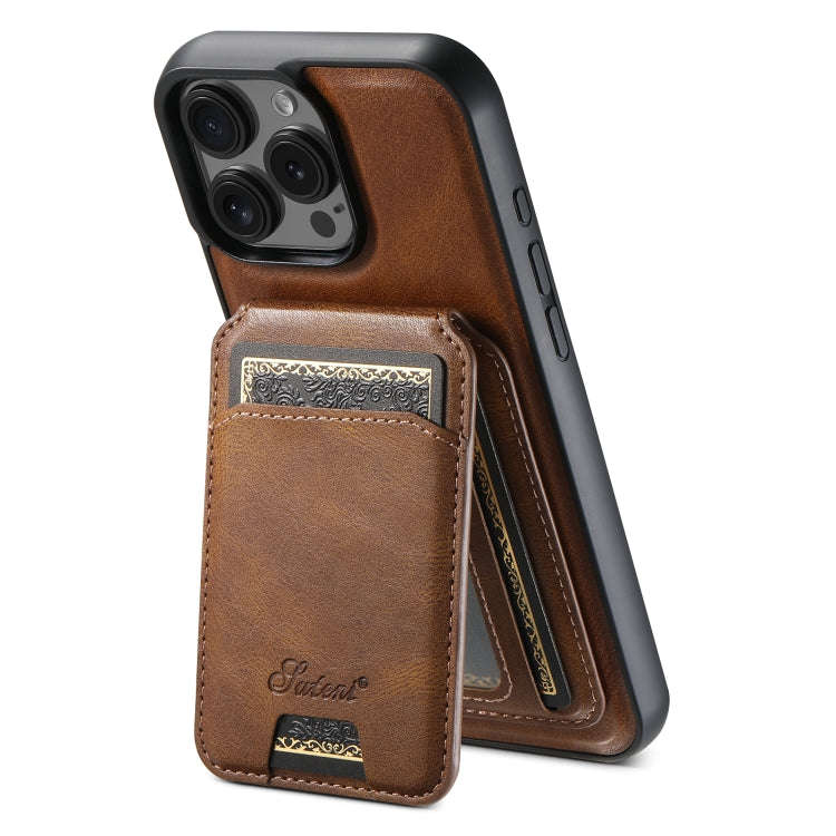 Suteni H15 MagSafe Oil Eax Leather Detachable Wallet Back Phone Case, For iPhone 18, For iPhone 1...
