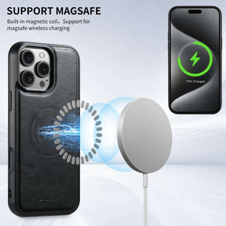 Suteni H15 MagSafe Oil Eax Leather Detachable Wallet Back Phone Case, For iPhone 16 Plus, For iPh...