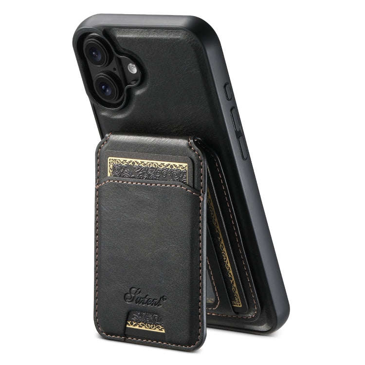 Suteni H15 MagSafe Oil Eax Leather Detachable Wallet Back Phone Case, For iPhone 16 Plus, For iPh...