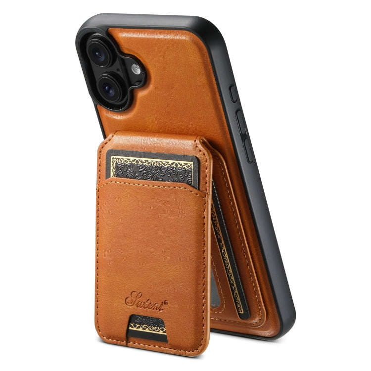 Suteni H15 MagSafe Oil Eax Leather Detachable Wallet Back Phone Case, For iPhone 16 Plus, For iPh...