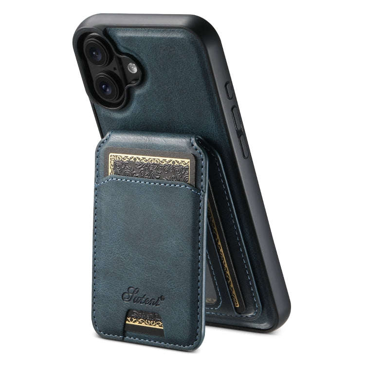 Suteni H15 MagSafe Oil Eax Leather Detachable Wallet Back Phone Case, For iPhone 16 Plus, For iPh...
