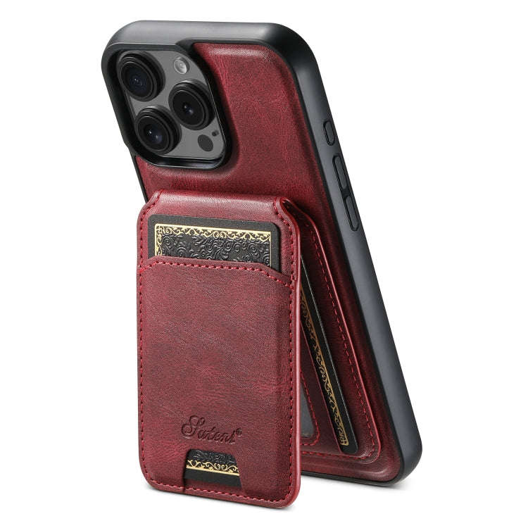 Suteni H15 MagSafe Oil Eax Leather Detachable Wallet Back Phone Case, For iPhone 18, For iPhone 1...