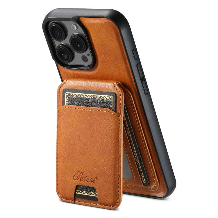 Suteni H15 MagSafe Oil Eax Leather Detachable Wallet Back Phone Case, For iPhone 18, For iPhone 1...