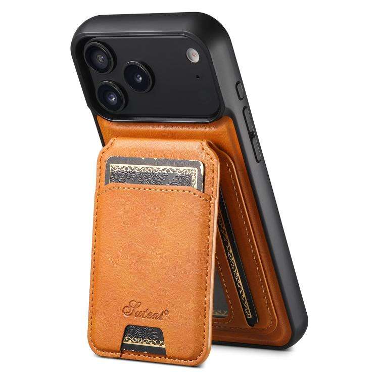 Suteni H15 MagSafe Oil Eax Leather Detachable Wallet Back Phone Case, For iPhone 18, For iPhone 1...