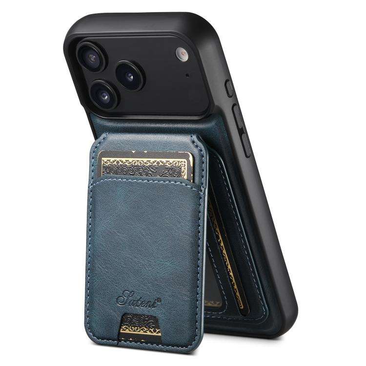 Suteni H15 MagSafe Oil Eax Leather Detachable Wallet Back Phone Case, For iPhone 18, For iPhone 1...