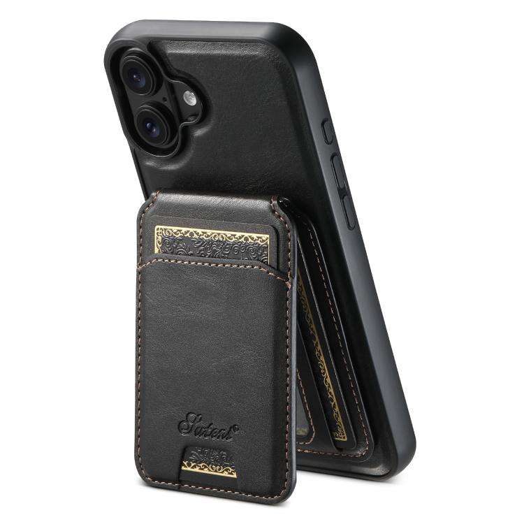 Suteni H15 MagSafe Oil Eax Leather Detachable Wallet Back Phone Case, For iPhone 18, For iPhone 1...