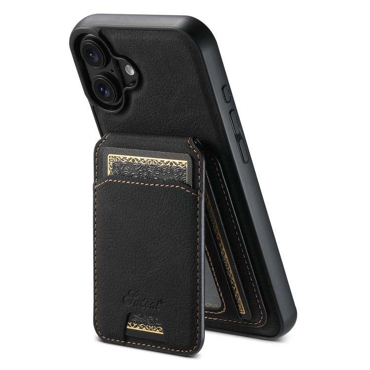 Suteni H16 Litchi Texture Leather Detachable Wallet Back Phone Case, For iPhone 18, For iPhone 18...