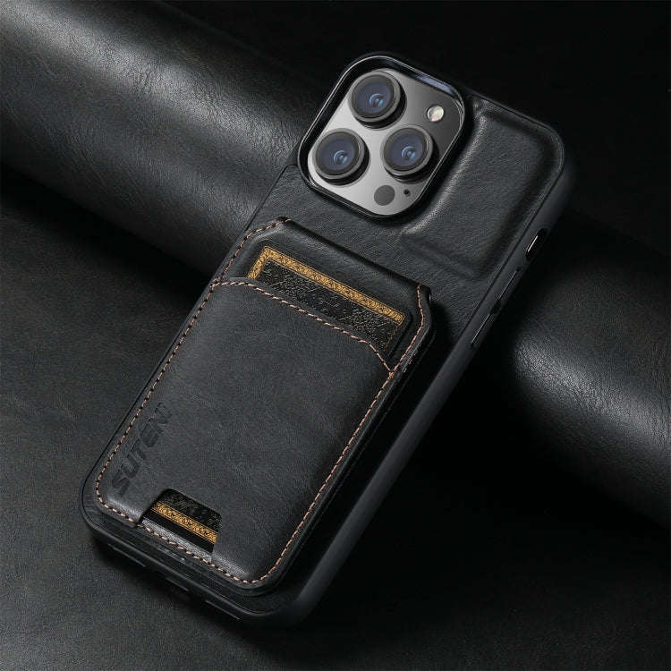 Suteni H02 Leather Wallet Stand Back Phone Case, For iPhone 14, For iPhone 14 Pro, For iPhone 14 ...
