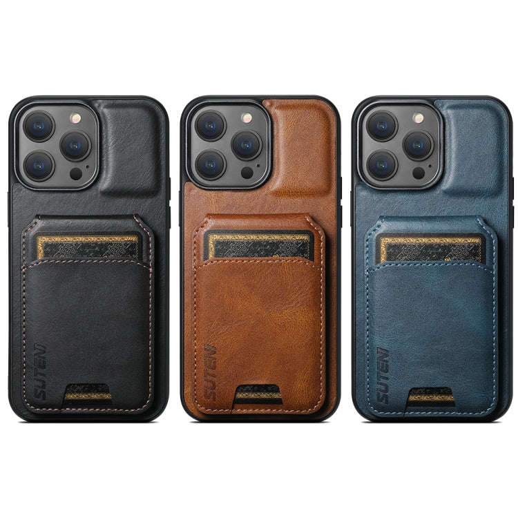 Suteni H02 Leather Wallet Stand Back Phone Case, For iPhone 14, For iPhone 14 Pro, For iPhone 14 ...