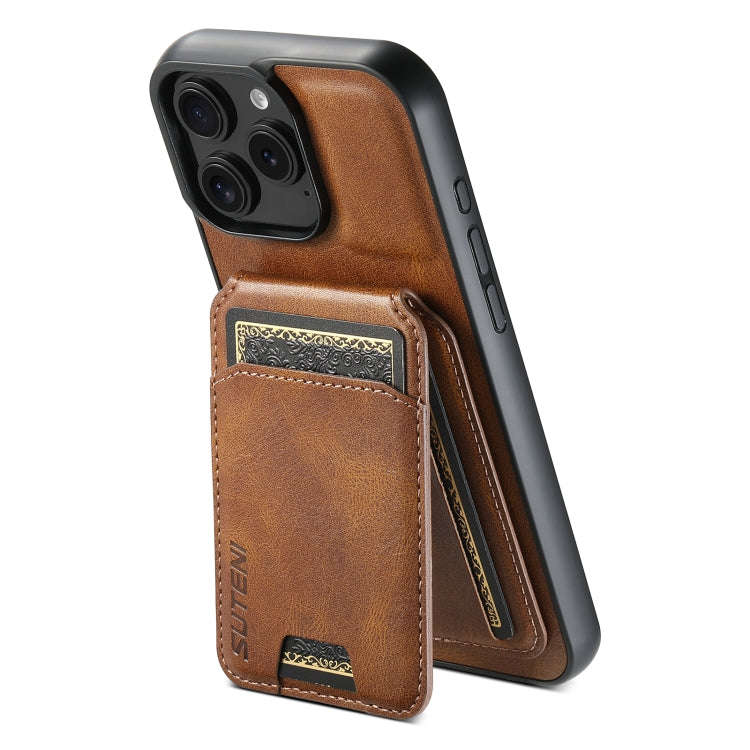Suteni H02 Leather Wallet Stand Back Phone Case, For iPhone 18, For iPhone 18 Pro, For iPhone 18 ...