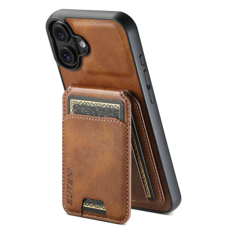 Suteni H02 Leather Wallet Stand Back Phone Case, For iPhone 18, For iPhone 18 Pro, For iPhone 18 ...